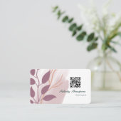 Carte De Visite Rose Gold et Rose Pâle Abstrait Code QR (Debout devant)