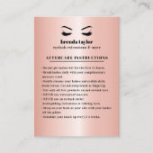 Carte De Visite Rose Gold Eyelash Browbar Instructions de suivi (Devant)