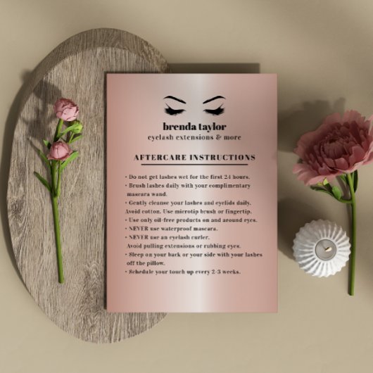 Carte De Visite Rose Gold Eyelash Browbar Instructions de suivi