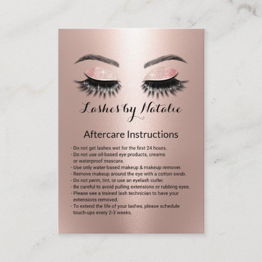 Carte De Visite Rose Gold Eyelash Extensions (Devant)