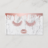 Carte De Visite Rose Gold Eyelashes & Lips Marble Maquillage Artis (Devant)
