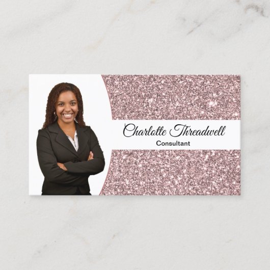 Carte De Visite Rose Gold Faux Parties scintillant professionnel P (Devant)