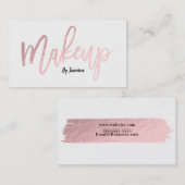Carte De Visite Rose Gold Feuille de Maquillage Écriture Moderne P (Devant / Derrière)