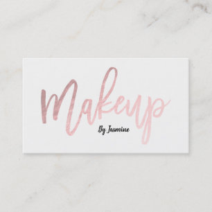 Carte De Visite Rose Gold Feuille de Maquillage Écriture Moderne P
