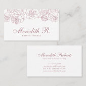 Carte De Visite Rose Gold Floral Bordure Élégante Signature Script (Devant / Derrière)