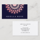 Carte De Visite Rose Gold Floral Lotus Mandala 2 (Devant / Derrière)