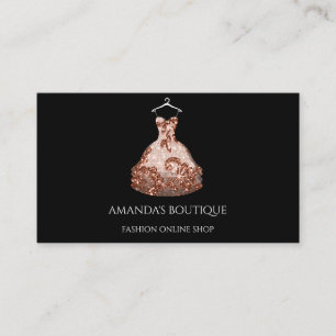 Carte De Visite Rose Gold Floral Robe Logo Fashion Event Styliste