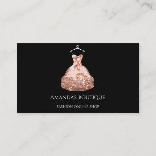 Carte De Visite Rose Gold Floral Robe Logo Mode Evénement Planifi