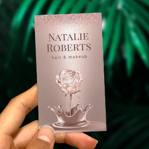 Carte De Visite Rose Gold Flower Splash Hair Styliste Artiste maqu