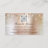 Carte De Visite Rose Gold Flowers broyé Drip QR CODE Logo (Dos)