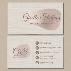 Carte De Visite Rose Gold Foil Abstrait Lin Éblouissant