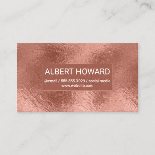 Carte De Visite Rose Gold Foil Arrière - plan Metallic brillant