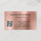 Carte De Visite Rose Gold Foil Fancy Monogram QR Code (Dos)