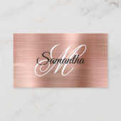 Carte De Visite Rose Gold Foil Fancy Monogram QR Code (Devant)