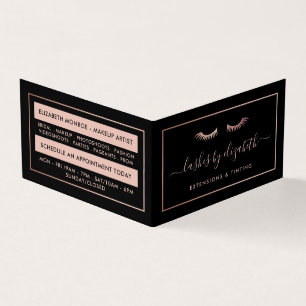 Carte De Visite Rose Gold Foil Lashes Beauty Maquillage Artiste Lo
