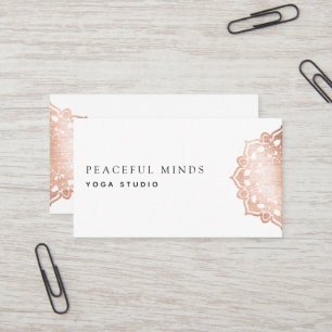 Carte De Visite Rose Gold Foil Mandala Yoga Instructeur