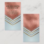 Carte De Visite Rose Gold Foil Metallic | Formes de luxe (Devant / Derrière)