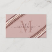 Carte De Visite Rose Gold Foil pinceau de cuivre Monogramme QR Cod (Devant)