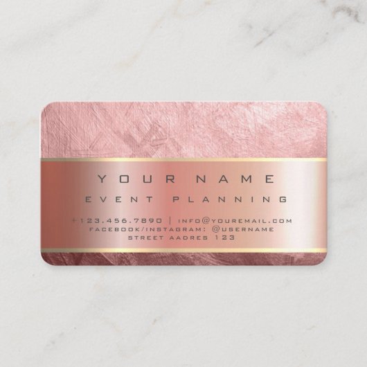 Carte De Visite Rose Gold Foil Texture Foil Métal Rose (Devant)
