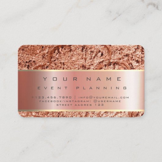 Carte De Visite Rose Gold Foil Texture Foil Métal Rose (Devant)