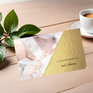 Carte De Visite Rose Gold Géométrique Marbre Tendance