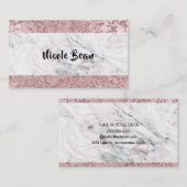 Carte De Visite Rose Gold Glam moderne Marbre & Parties scintillan (Devant / Derrière)