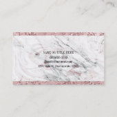 Carte De Visite Rose Gold Glam moderne Marbre & Parties scintillan (Dos)