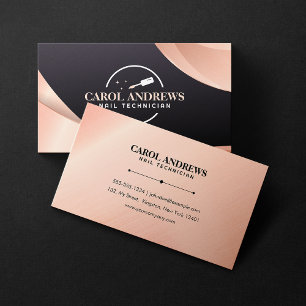 Carte De Visite Rose Gold Glam Technicienne de Manucure Artiste On