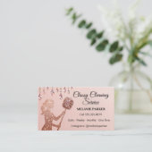 Carte De Visite Rose Gold Glitter Classy Cleaning Services (Debout devant)