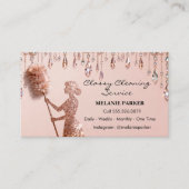 Carte De Visite Rose Gold Glitter Classy Cleaning Services (Devant)