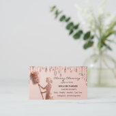 Carte De Visite Rose Gold Glitter Classy Cleaning Services (Debout devant)