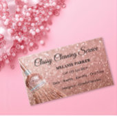Carte De Visite Rose Gold Glitter Classy Cleaning Services