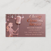 Carte De Visite Rose Gold Glitter Classy Cleaning Services (Devant)