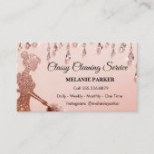 Carte De Visite Rose Gold Glitter Classy Cleaning Services (Devant)