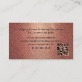 Carte De Visite Rose Gold Glitter Event Bartender QR Code (Dos)