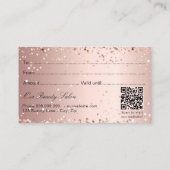 Carte De Visite Rose gold glitter logo qr code gift certificate (Dos)