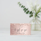 Carte De Visite Rose gold glitter logo qr code gift certificate (Debout devant)