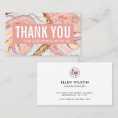 Carte De Visite Rose Gold & Gold Geode Marble Business Merci (Devant / Derrière)