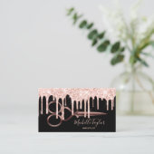 Carte De Visite Rose Gold gouttes coiffeur ciseaux coiffeur ciseau (Debout devant)