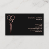 Carte De Visite Rose Gold gouttes coiffeur ciseaux coiffeur ciseau (Dos)