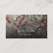Carte De Visite Rose Gold Gray Ink Marble (Devant)
