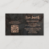 Carte De Visite Rose Gold Grey Ink Marble Scan QR Code Entreprise (Dos)