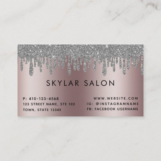 Carte De Visite Rose Gold Hair Salon Stylist QR code (Dos)