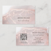 Carte De Visite Rose Gold  Ink Marble | QR Code (Devant / Derrière)