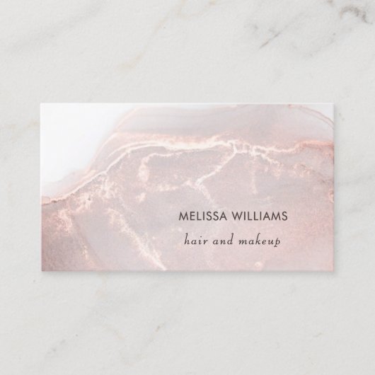 Carte De Visite Rose Gold  Ink Marble | QR Code (Devant)