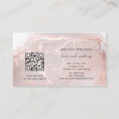 Carte De Visite Rose Gold Ink Marble | QR Code (Dos)