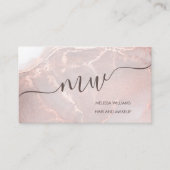 Carte De Visite Rose Gold  Ink Marble | QR Code (Devant)
