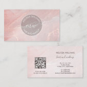 Carte De Visite Rose Gold  Ink Marble | QR Code (Devant / Derrière)