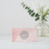 Carte De Visite Rose Gold  Ink Marble | QR Code (Debout devant)