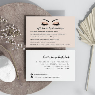 Carte De Visite Rose Gold Lash Extension Aftercare Instructions